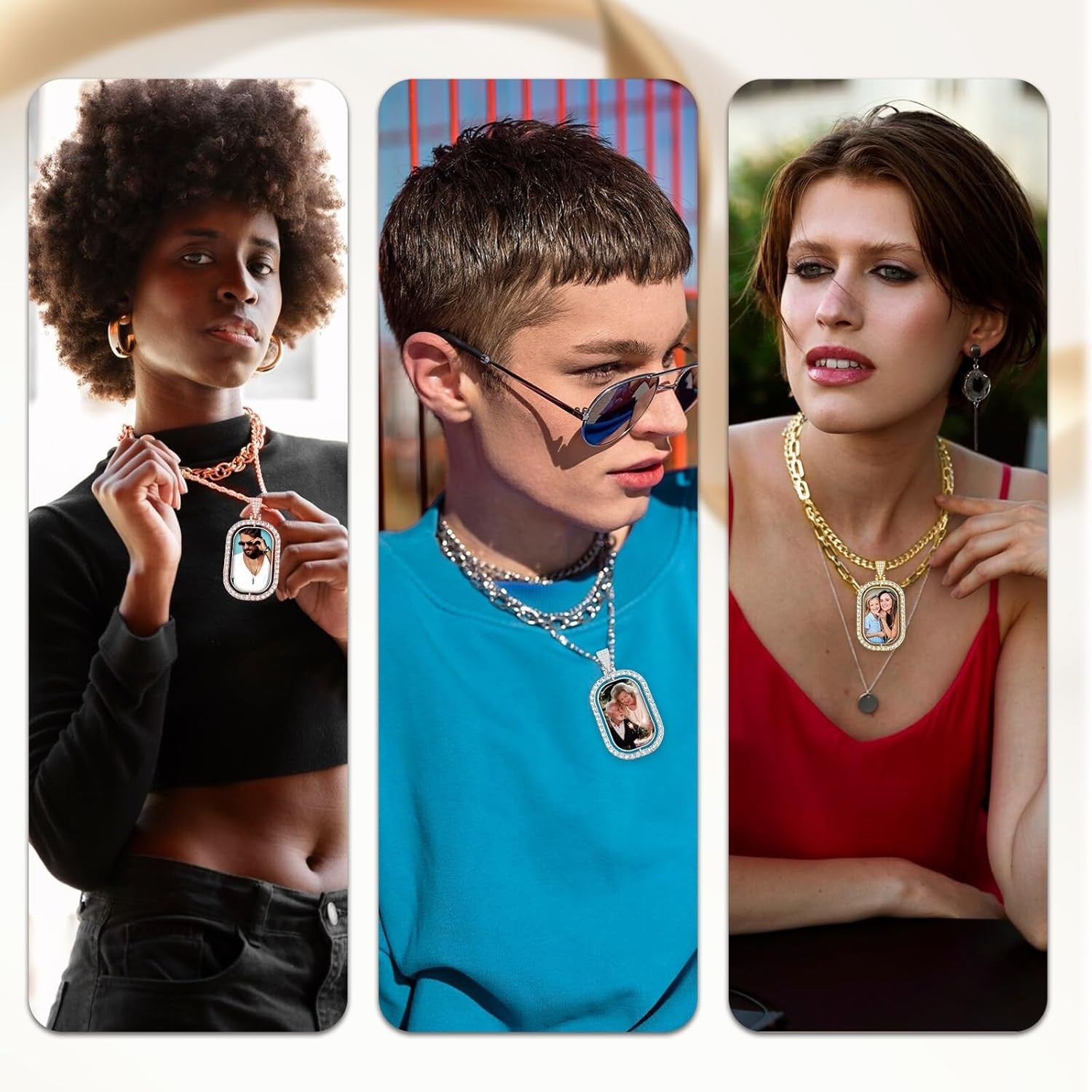 Double Plated Name Necklace, Personalized Name Necklace, Plated Nameplate Pendant for Women Men