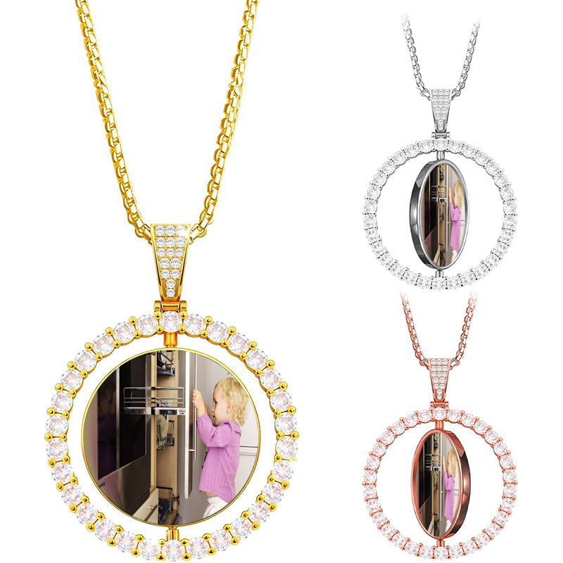 Custom Chain for Men Women with Eyes Picture Necklace Personalized Photo Pendant Necklace Unique Jewelry Gifts for Him Her