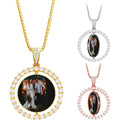Double Sided Picture Necklace Personalized Photo Pendant Custom Spinning Pendant Necklace Customized Photo Necklaces for Women Memory Necklace with Picture Hip Hop Jewelry