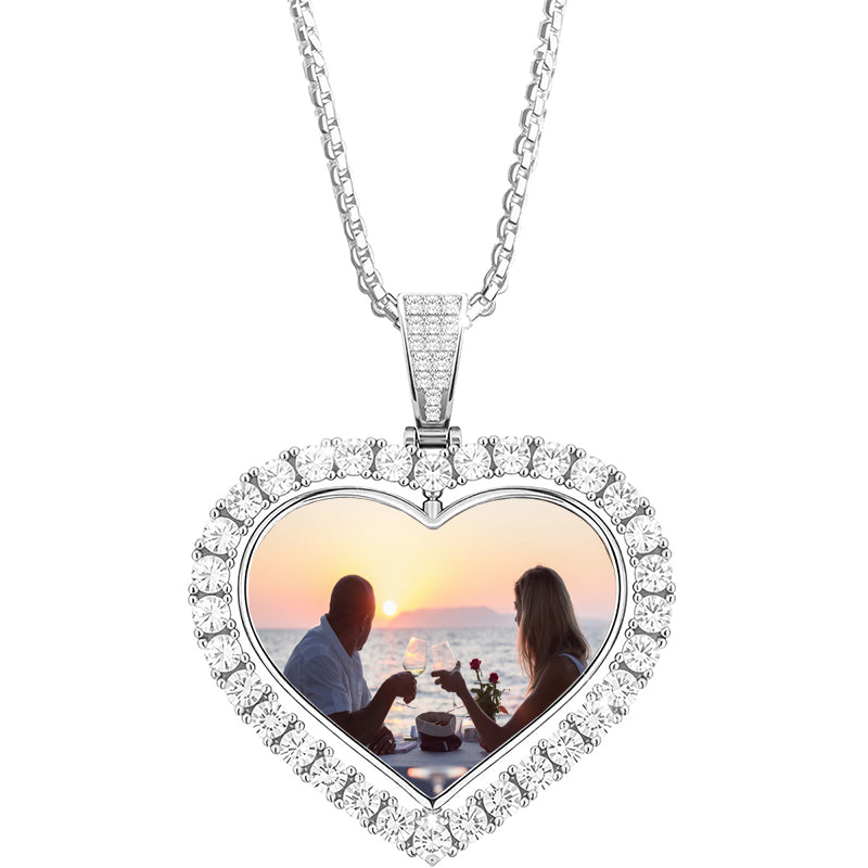 Filled Custom Locket Necklace: Personalized Photo Necklace, Dainty Heart Pendant