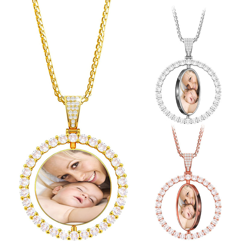 Custom Photo Necklace Personalized Dog Tag Necklace with Pet Photo Text Message Customized Stainless Steel Pendant Necklaces Gift for Men