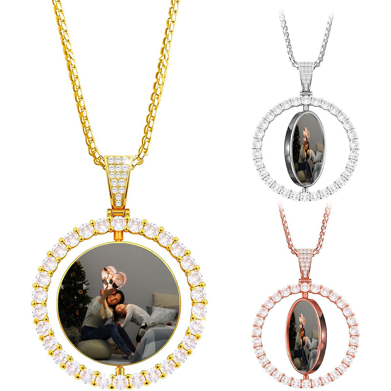 Custom Photo Necklace Horse Shoe, Photo Projection Necklace, Pet Projection Necklace Moon & Cross, Picture Necklace, Christmas Gift