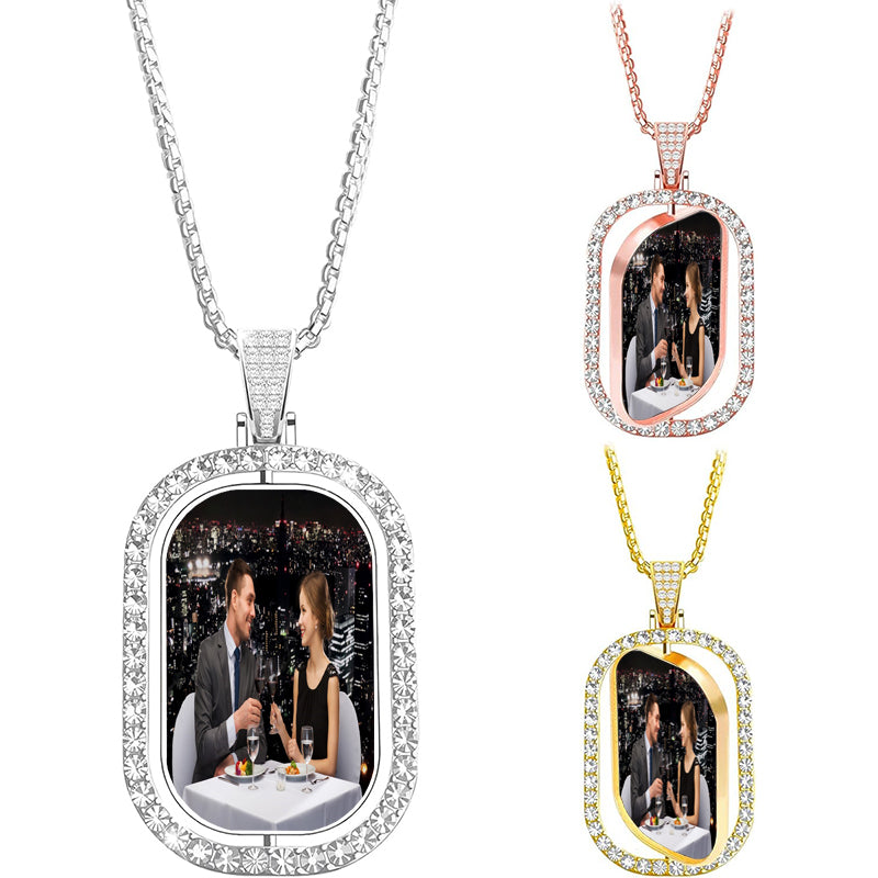 Customized Photo Necklace, Personalized Wood charm Photo Frame Keycahin, Wedding Memorial Keepsake Gift