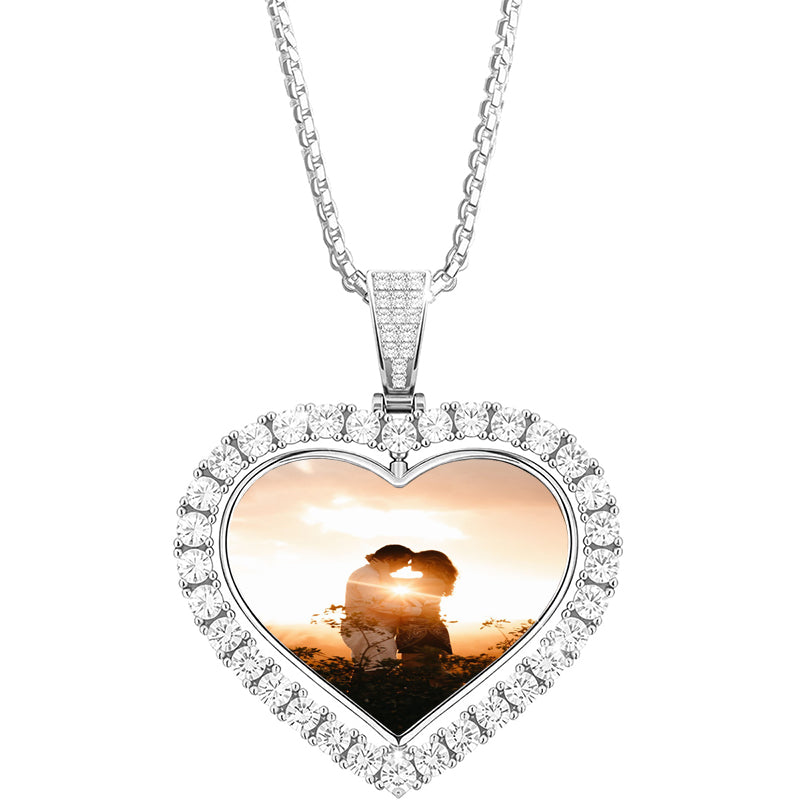 Custom Photo Projection Necklace Personalized Picture Pendant for Women, Customized Text & Love in 100 Languages Cubic Zirconia Angel Wings Necklace Sterling Silver Birthday Memorial Gifts