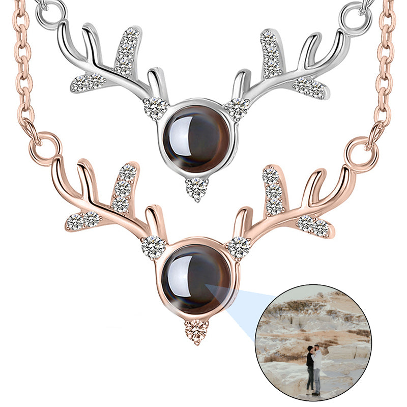 Birth Month Flowers Bouquet Necklace, Personalized Floral Necklace with Photo, Projection Picture Necklace, Birth Flowers Charm Necklace