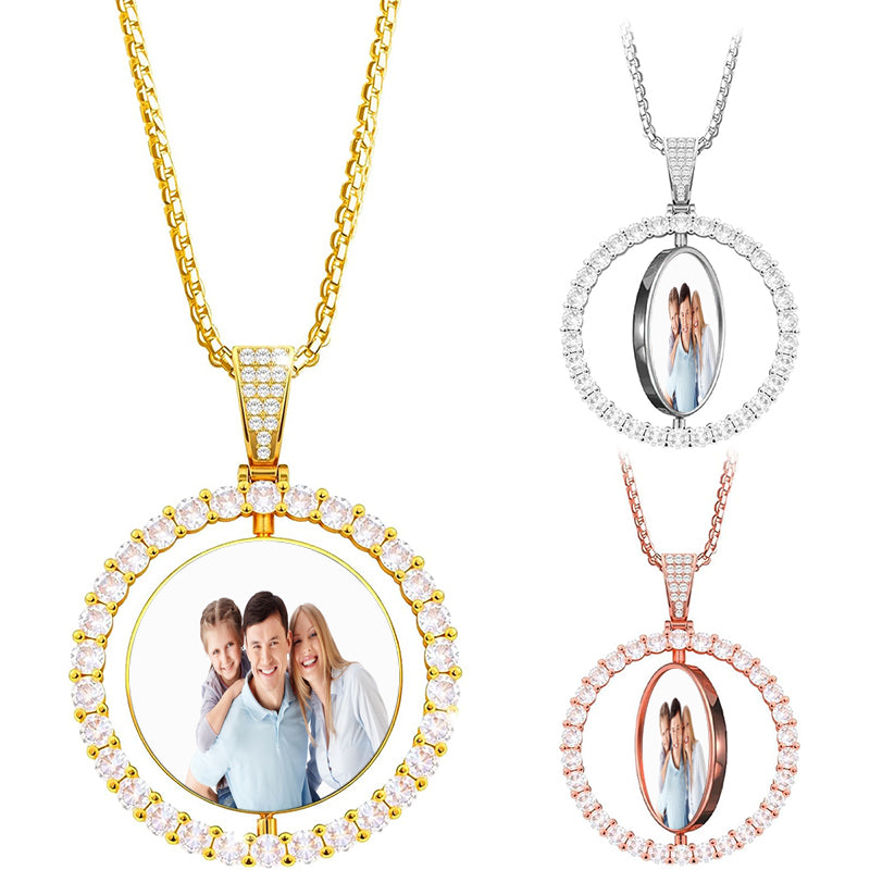 Custom Photo Locket Necklace: Vine Keepsake Pendant, Memorial Picture Necklace