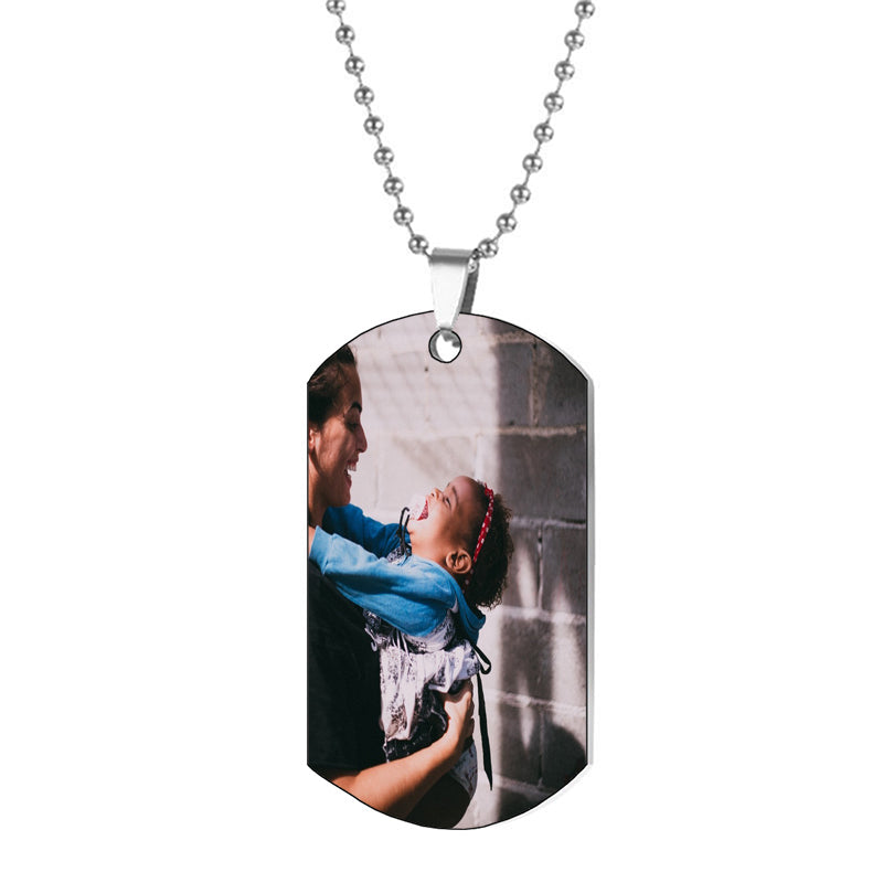 Engraved Photo Necklace ¨C Custom Sterling Silver Mother & Baby Keepsake