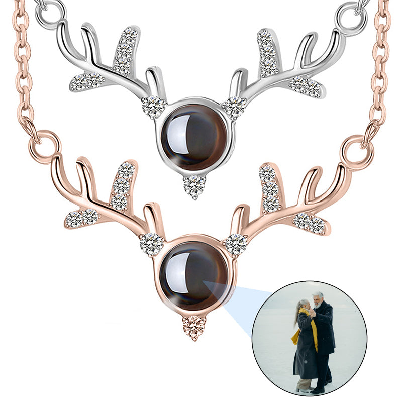 Druzy Spiral Projection Photo Necklace in / Silver / Rose , CZ Personalized Photo Necklace Sterling Silver Custom Girlfriend Choker