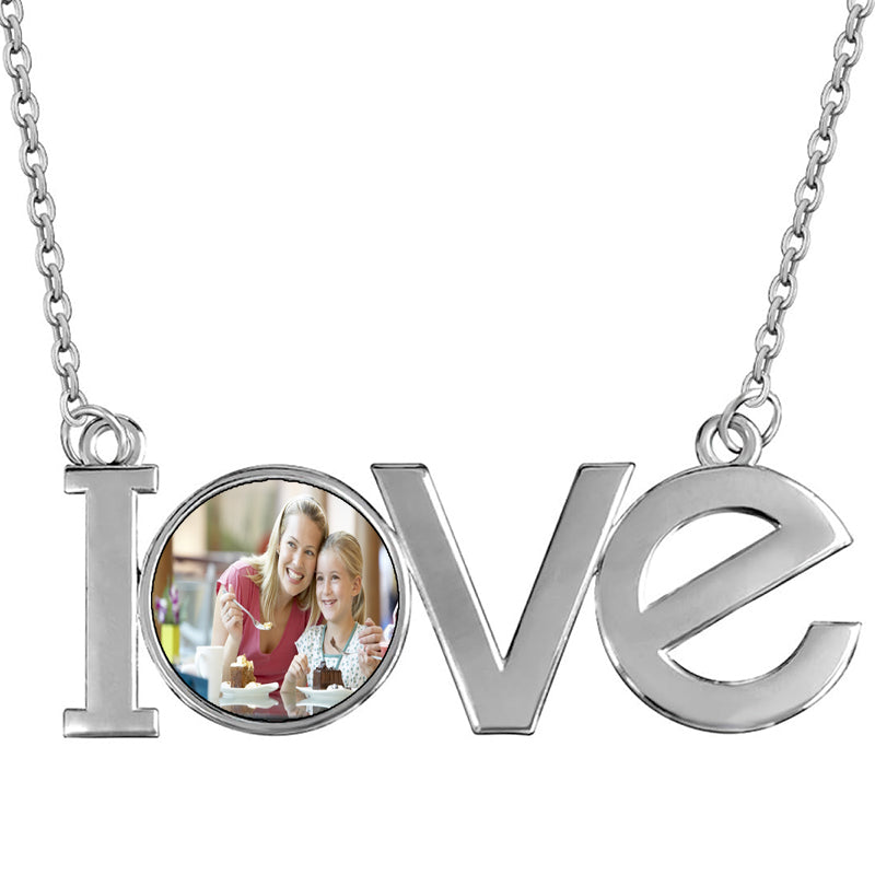 Custom Picture Projection Necklace, Cat Paw Dog Paw Print Necklace, Cute Pet Animal Print Character Photo Customization, Custom Gifts for Dog Lovers (Silver)