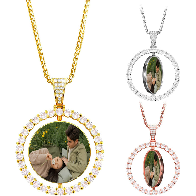 Custom Photo Angel Wings Pendant Necklace, Memorial Keepsake, diamond pendant, hiphop necklace, bling