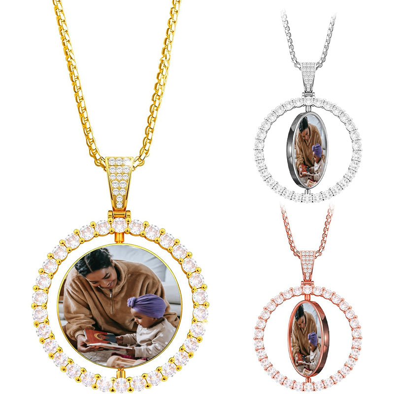 Anavia Personalized Pet Portrait Necklace, 12 Month of Birthstone Charm Options, Handmade Photo Custom Pet Memorial Jewelry Gift for Women, Round Disc Coin Necklace for Dog Cat Lovers