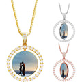 Iced Out 3 Sizes Round Personalized Family Member Picture Pendants, LARGE Hip Hop Round Pendant, Jewelry Gift for him/her